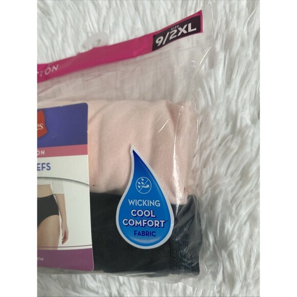 4 Hanes 100% Cotton Briefs Plus Size 2XL Black Pink Wicking Cool Comfort 2 Pack - Picture 4 of 7